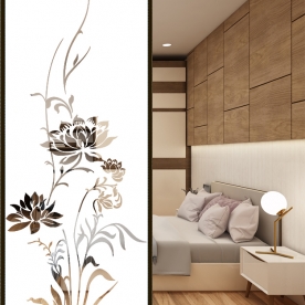 Decal dán kính nghệ thuật hoa sen glasses046