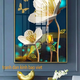 Tranh dán kính hoa sen 2 mặt me248