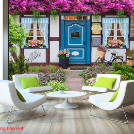 Tranh dán tường 3d cho quán cafe me356