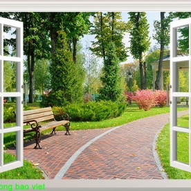 Tranh dán tường 3d cửa sổ me378