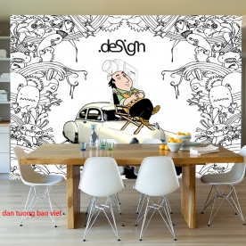 Tranh dán tường cho quán cafe me374