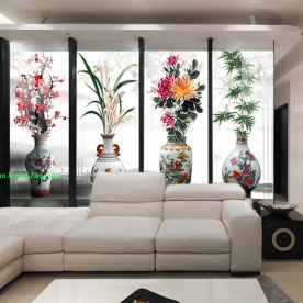 Tranh dán kính 3d 2 mặt tứ quý n2003-328