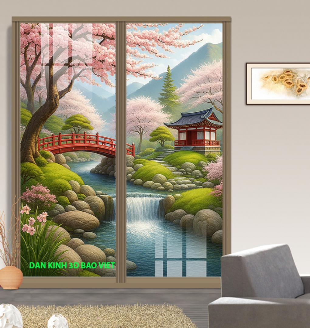 Tranh dán kính 3d 2 mặt phong cảnh k618