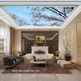 Giấy dán tường phòng khách dán trần nhà c208