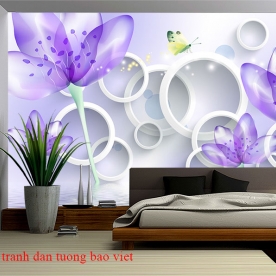 Giấy dán tường phòng ngủ màu tím fl214