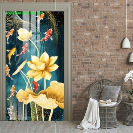 Tranh dán kính 3d 2 mặt cá chép hoa sen k428