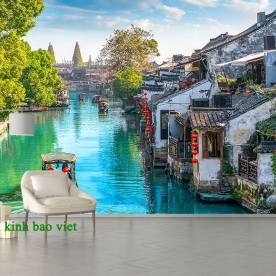 Tranh dán tường cảnh sông núi m113