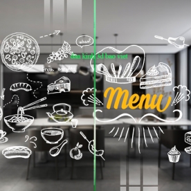 Decal dán kính nghệ thuật menu quán ăn glass125