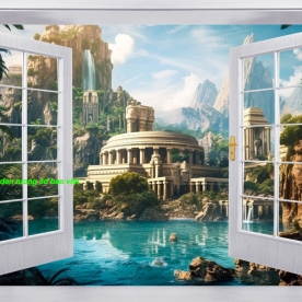 Tranh dán tường cửa sổ 3d n2005-28