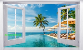 Tranh dán tường cửa sổ 3d n2005-31