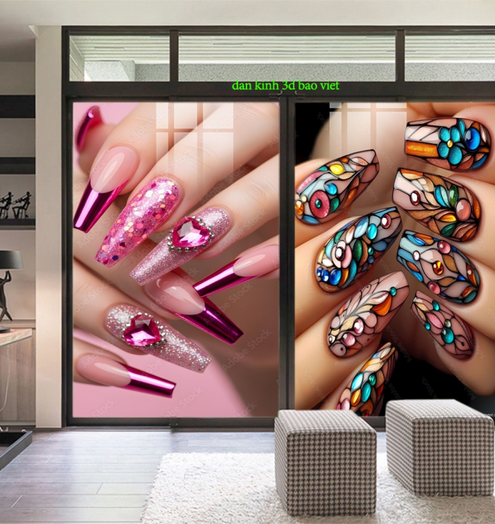 Decal dán kính cao cấp nails spa n2026-49