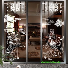 Decal dán kính nghệ thuật 3d phong thủy sig030