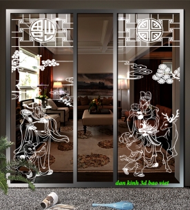 Decal dán kính nghệ thuật 3d phong thủy sig030