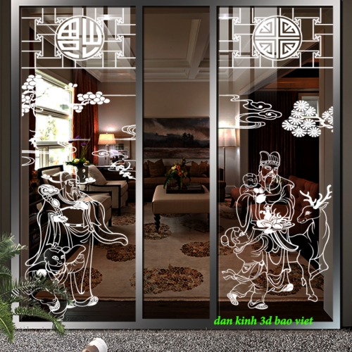 Decal dán kính nghệ thuật 3d phong thủy sig030