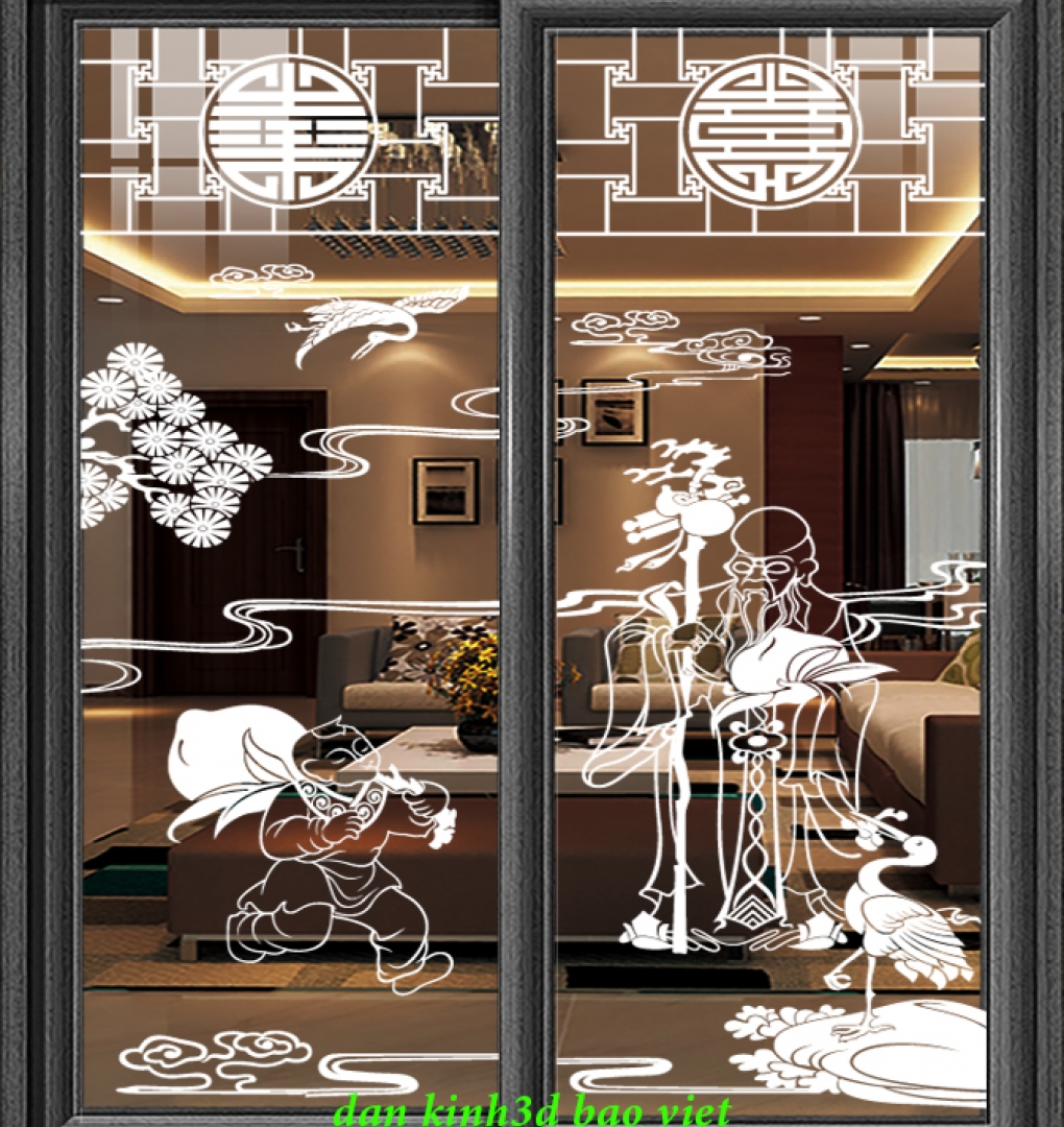 Decal dán kính nghệ thuật 3d phong thủy siglass030