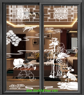 Decal dán kính nghệ thuật 3d phong thủy siglass030