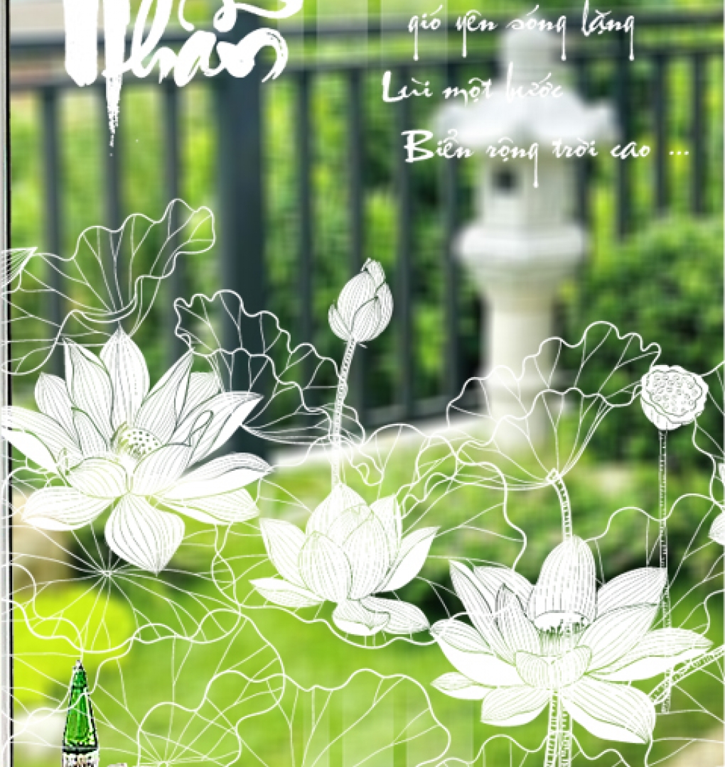 Decal dán kính nghệ thuật 3d trong suốt glass184