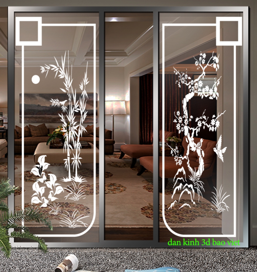 Decal dán kính nghệ thuật 3d trong suốt glass186
