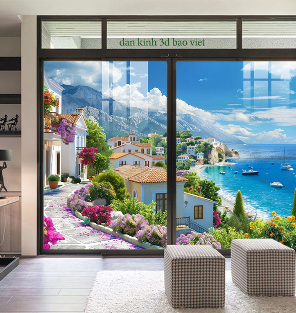 Tranh dán kính 3d 2 mặt phong cảnh hs315