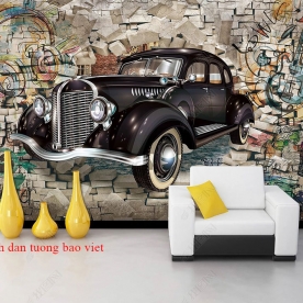 Tranh dán tường 3d cho quán cafe fm523