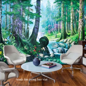 Tranh dán tường 3d cho quán cafe tr345