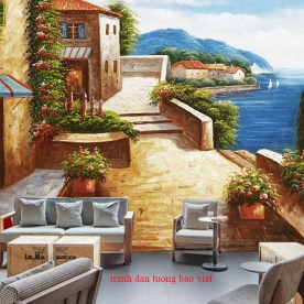 Tranh dán tường cho quán cafe fm521