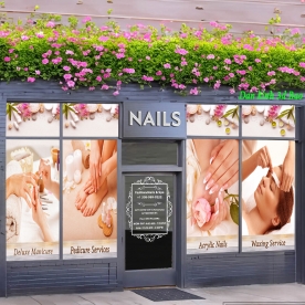 Tranh dán kính 3d 2 mặt tiệm nails spa nails053