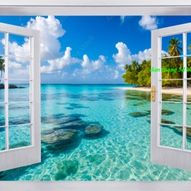 Tranh dán tường cửa sổ 3d n2005-75