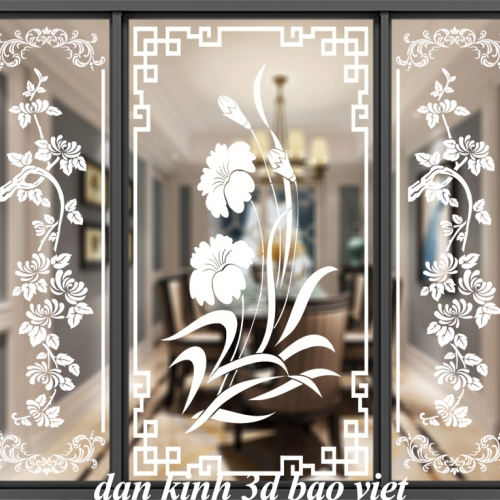 Decal dán kính nghệ thuật 3d trong suốt glass188