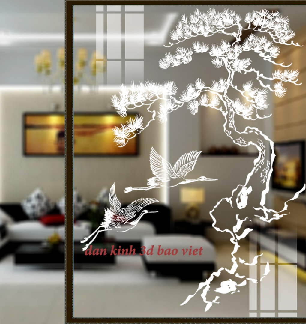 Decal dán kính nghệ thuật 3d trong suốt glass191