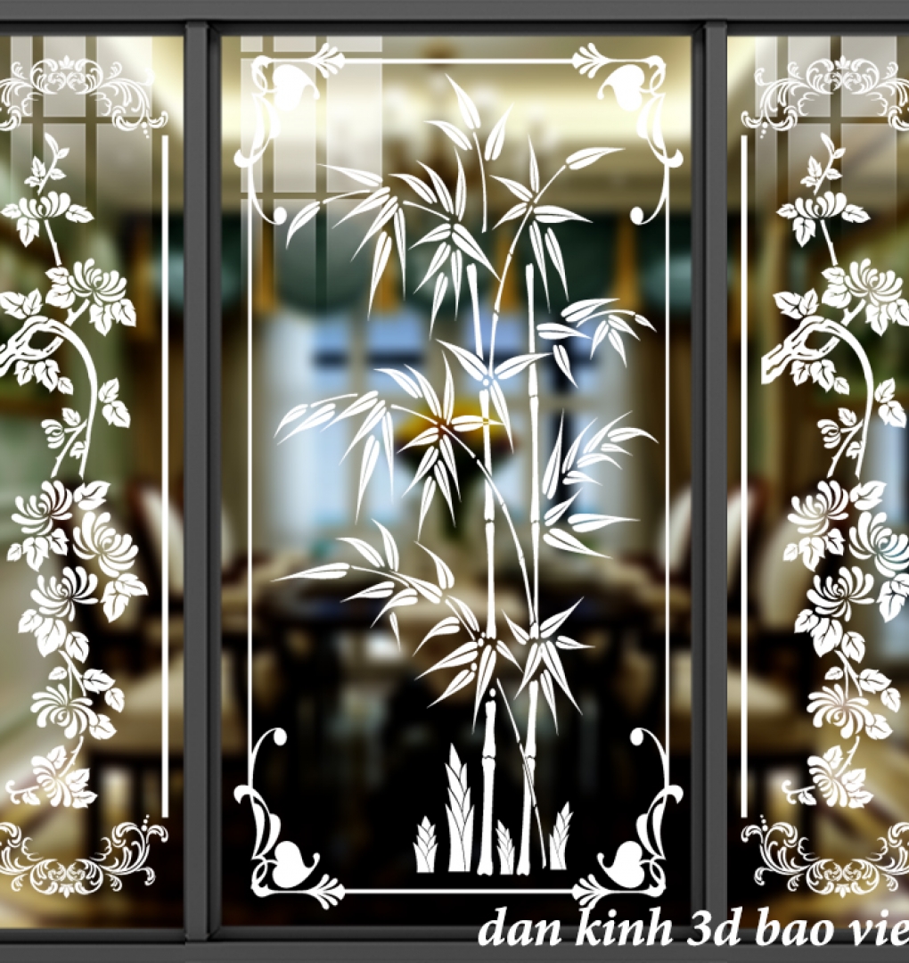 Decal dán kính nghệ thuật 3d trong suốt glass192