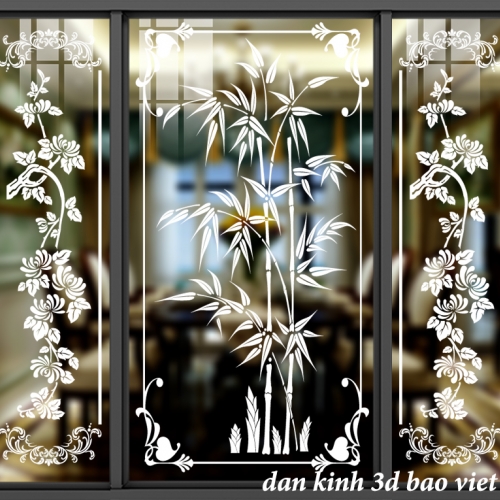 Decal dán kính nghệ thuật 3d trong suốt glass192