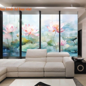 Tranh dán kính 3d 2 mặt hoa sen n2026-110