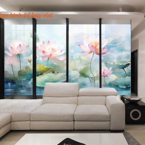 Tranh dán kính 3d 2 mặt hoa sen n2026-110