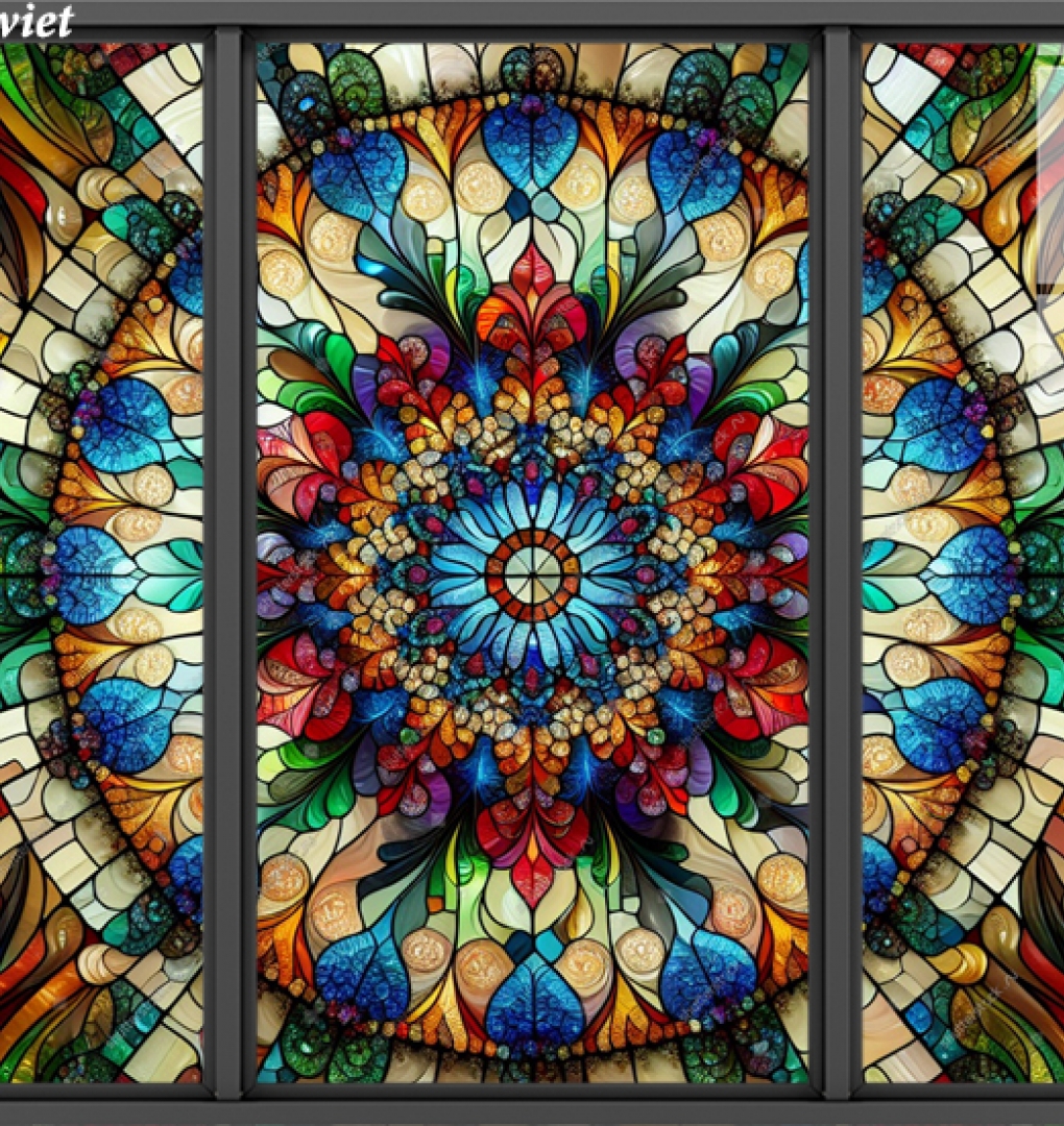 Tranh dán kính 3d 2 mặt hoa văn cổ điển n2026-105