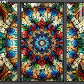 Tranh dán kính 3d 2 mặt hoa văn cổ điển n2026-105