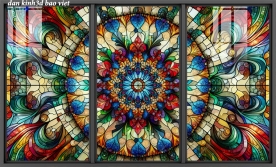 Tranh dán kính 3d 2 mặt hoa văn cổ điển n2026-105