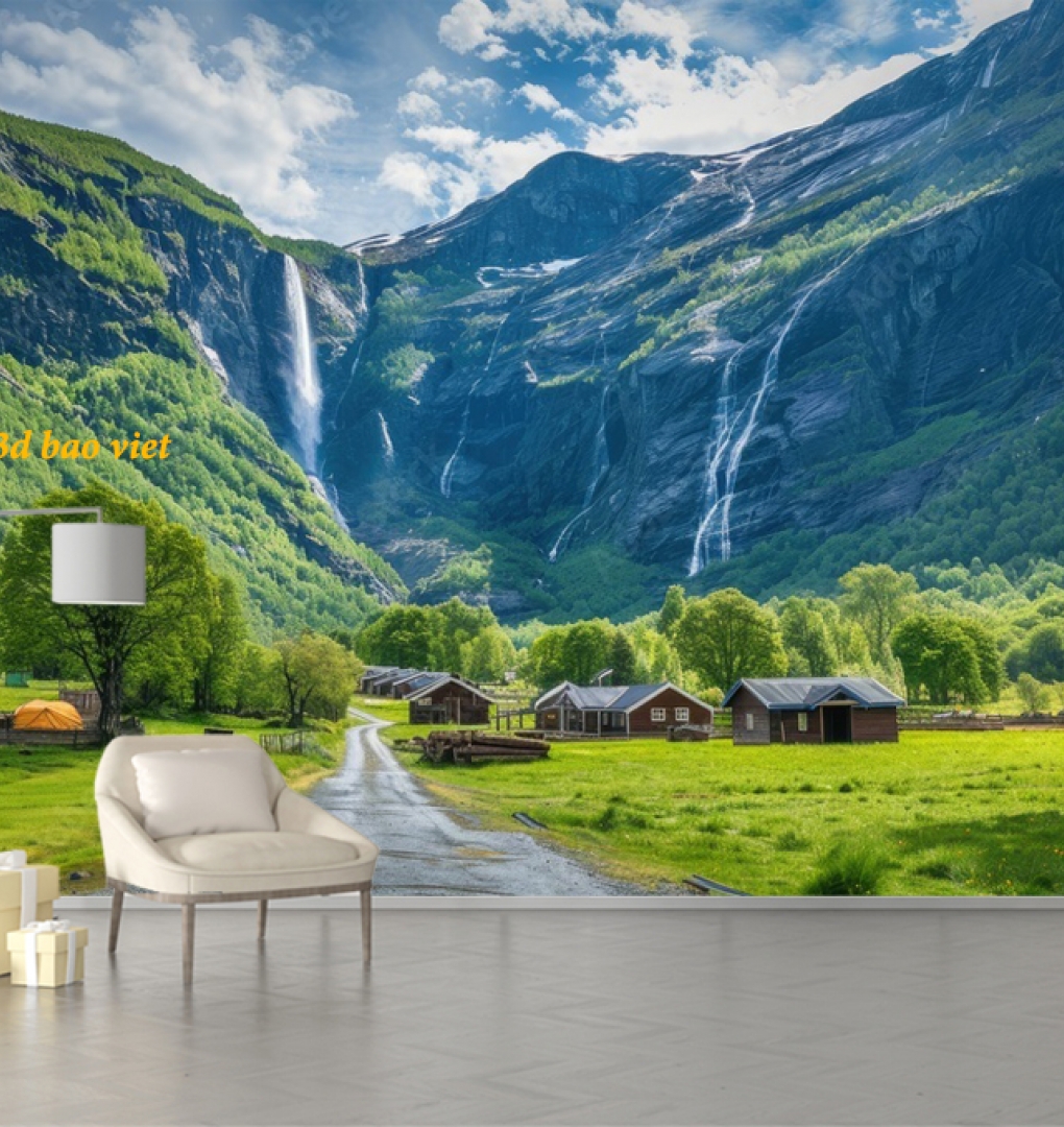 Tranh dán tường sông núi 3d n2026-91