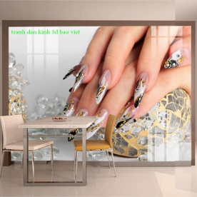 Tranh dán kính 3d 2 mặt cho tiệm nails nails004