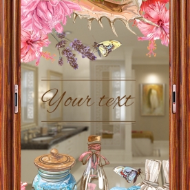 Decal dán kính 3d cao cấp cho spa nails se124