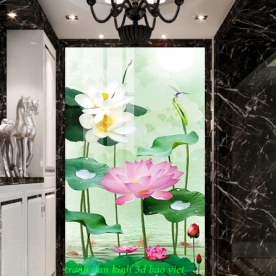 Tranh dán kính 3d 2 mặt hoa sen n2003-102