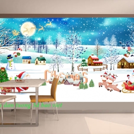 Tranh dán tường 3d noel fm586