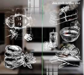 Decal dán kính cao cấp 3d trong suốt nail spa se210