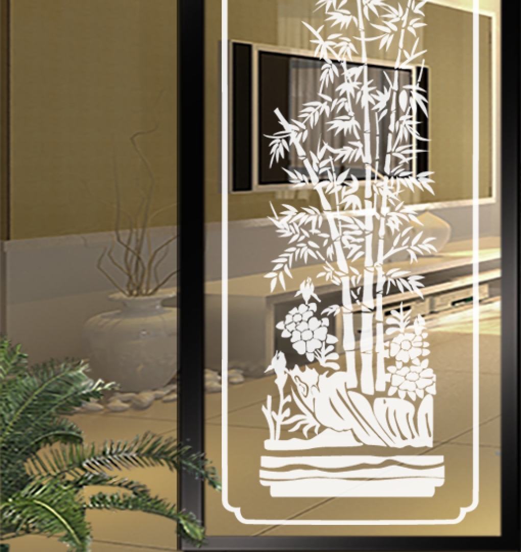 Decal dán kính nghệ thuật 3d trong suốt glass196