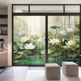 Tranh dán kính 3d 2 mặt hoa sen n2026-125