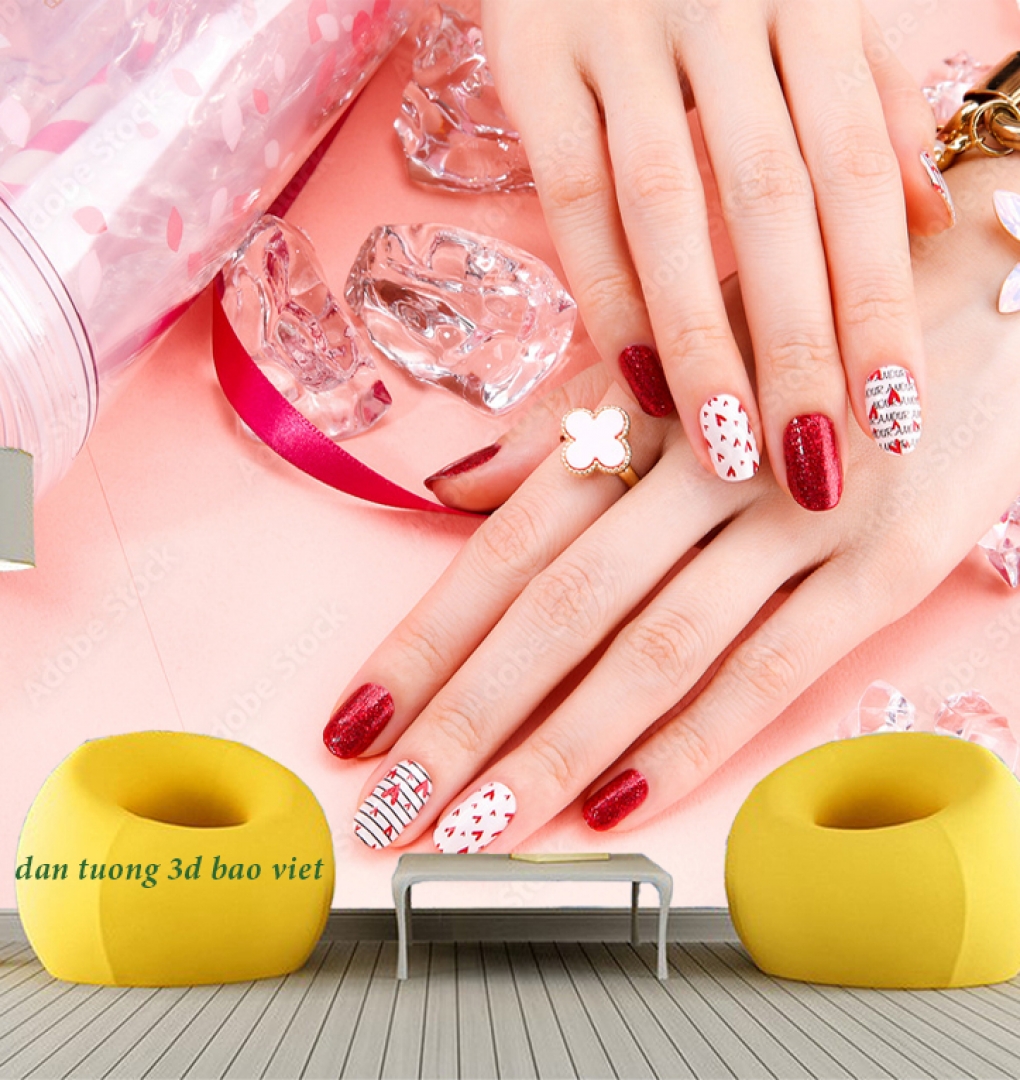 Tranh dán tường 3d cho tiệm nail spa n2026-128