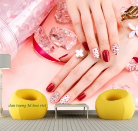 Tranh dán tường 3d cho tiệm nail spa n2026-128