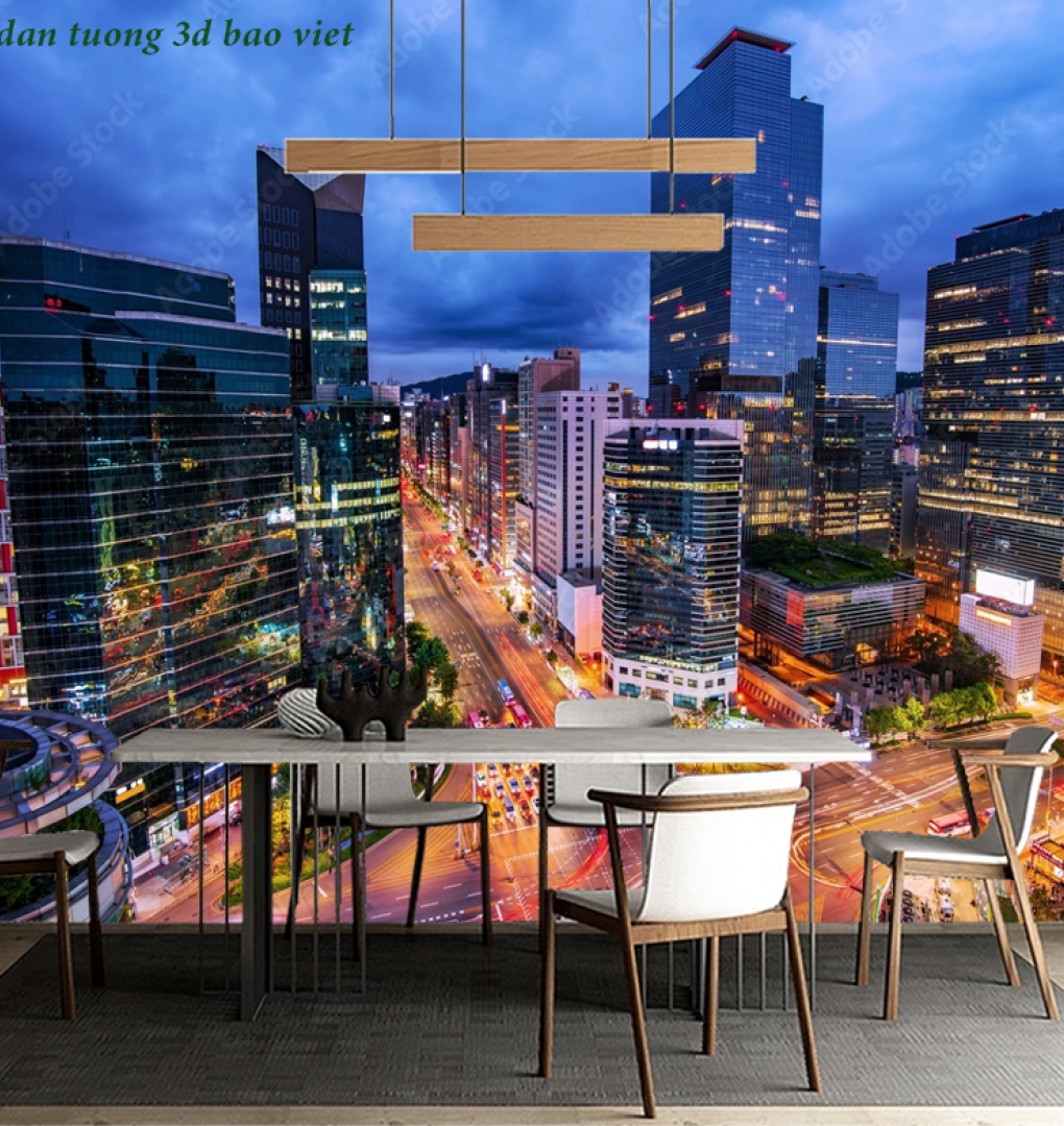 Tranh dán tường cảnh thành phố 3d n2026-121