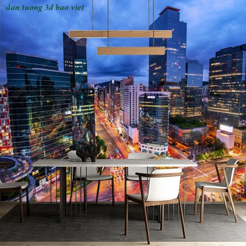 Tranh dán tường cảnh thành phố 3d n2026-121