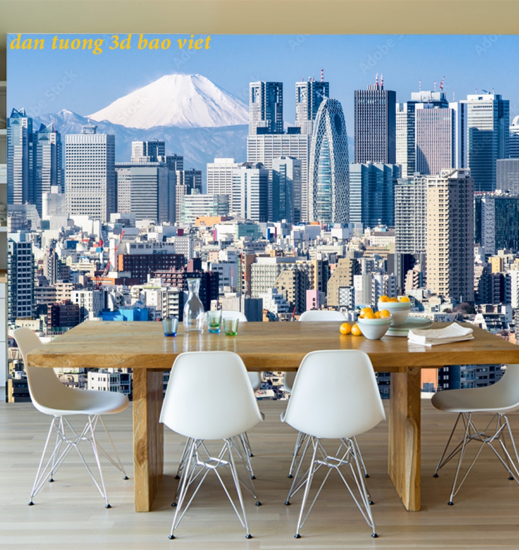 Tranh dán tường cảnh thành phố Nhật bản 3d n2026-140